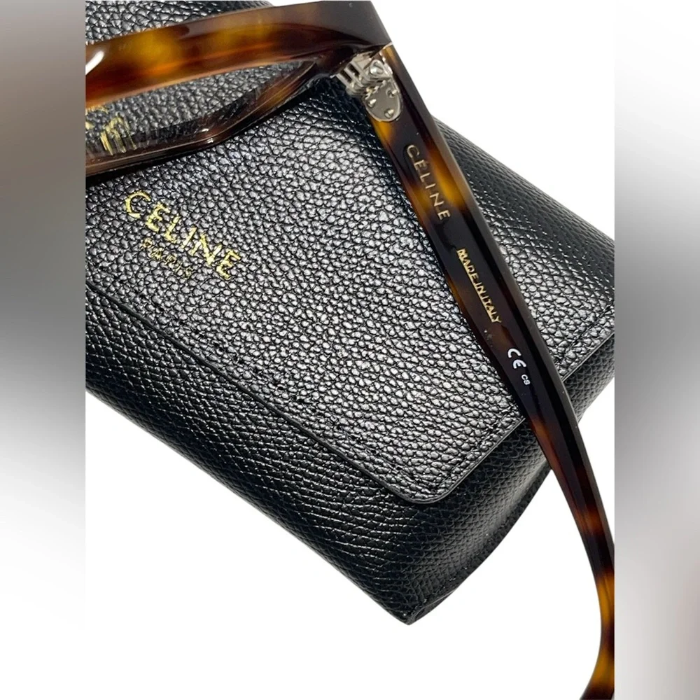 CELINE BOLD 3 DOTS RECTANGULAR FRAME TORTOISE AUTHENTIC WOMEN CL 41466/086/145